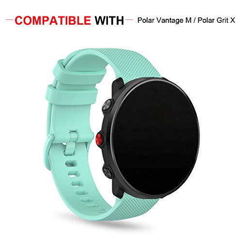 Ficocean Correa de Reloj Compatible con Polar Vantage M /Polar Grit X, Universal 22mm Correa de Silicona Pulsera de Repuesto Banda de Deportes Fitness (Verde Azulado)