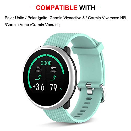 Ficocean Correa de Reloj Compatible para Polar Ignite, Pulsera de Silicona Brazalete de Repuesto Banda de Deportes Correa de Muñeca para Polar Ignite (Verde Azulado, L)