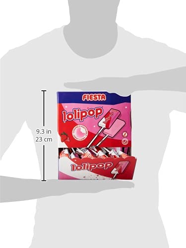 FIESTA Lolipop Caramelo Masticable con Palo Sabor Fresa - Caja de 100 unidades