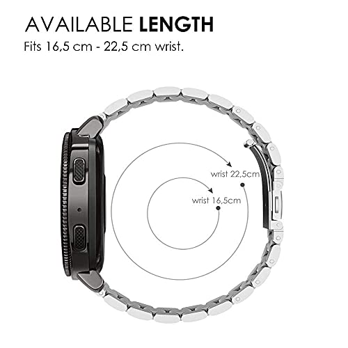 FINTIE Correa Compatible con Garmin Vivoactive 3/Vívomove HR/Vivoactive 3 Music/Forerunner 645 Music - 20mm Pulsera de Repuesto de Metal de Acero Inoxidable, Plateado