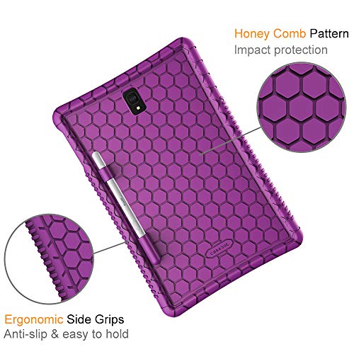 Fintie Funda de Silicona para Samsung Galaxy S4 10.5 - [Honey Comb Series] Carcasa Ligera de Silicón Antideslizante y Antichoque Apta para Niños para Modelo SM-T830/T835, Morado