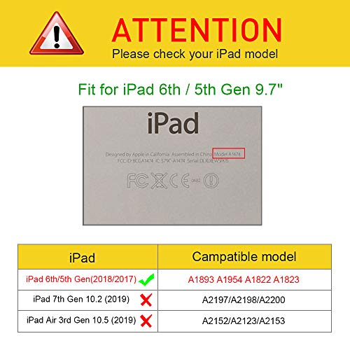 Fintie Funda para iPad 9.7 (2018/2017), iPad Air 2, iPad Air - Trasera Transparente Carcasa Ligera con Función de Soporte y Auto-Reposo/Activación, Rojo