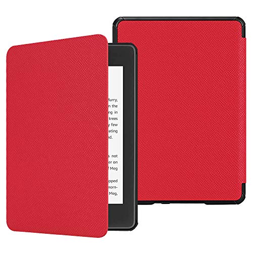 FINTIE SlimShell Funda para 6" Kindle Paperwhite (10.ª generación, 2018) - Carcasa Fina y Ligera de Cuero Sintético con Función de Auto-Reposo/Activación, Rojo