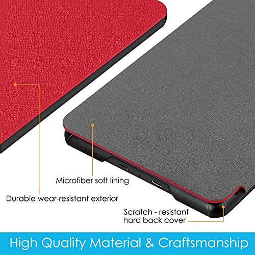 FINTIE SlimShell Funda para 6" Kindle Paperwhite (10.ª generación, 2018) - Carcasa Fina y Ligera de Cuero Sintético con Función de Auto-Reposo/Activación, Rojo