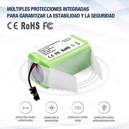 FirstPower 14.4V 2800mAh Batería de Repuesto de Iones de Litio Compatible con Conga Excellence 990, 950, 1090 Y Eufy RoboVac 11, 11S, 30, 35C,includo 3*Cepillo