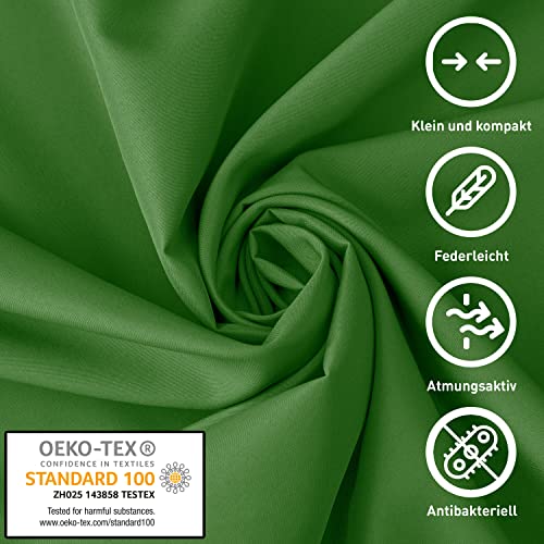 Fit-Flip Sábana Saco de Dormir Ultraligero, Forro de Saco de Dormir de Microfibra con Compartimiento de Almohada añadido, Saco sábana Tambien como Forro de Saco de Dormir - Color: Verde Oscuro