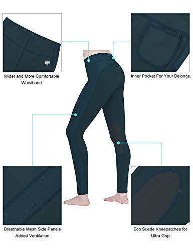 FitsT4 Sports Medias de montar para mujer con parche en la rodilla con espalda ecuestre ventiladas [Extra Grande -Ala azul del trullo]