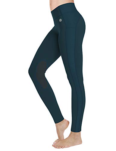 FitsT4 Sports Medias de montar para mujer con parche en la rodilla con espalda ecuestre ventiladas [Extra Grande -Ala azul del trullo]