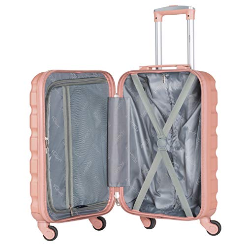 Flight Knight ABS 3 Tamanos Maleta Ligera Compatible con Vueiling, Iberia, RyanAir, Easyjet, Air Nostrum, Air Europa Entre Muchas Otras! Maleta De Mano 55x35x20 cm Maletas De Viaje Grandes 4 Ruedas