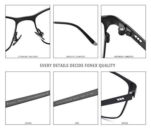 FONEX Gafas de titanio marco de los hombres cuadrado gafas masculinas completo óptico gafas 8505