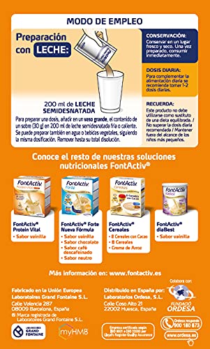 FONTACTIV Protein Vital, Complemento Nutricional Para Adultos, Hiperproteico Con Hmb Y Alto Contenido En Vitaminas Y Minerales, Sabor, 14 Sobres, Chocolate