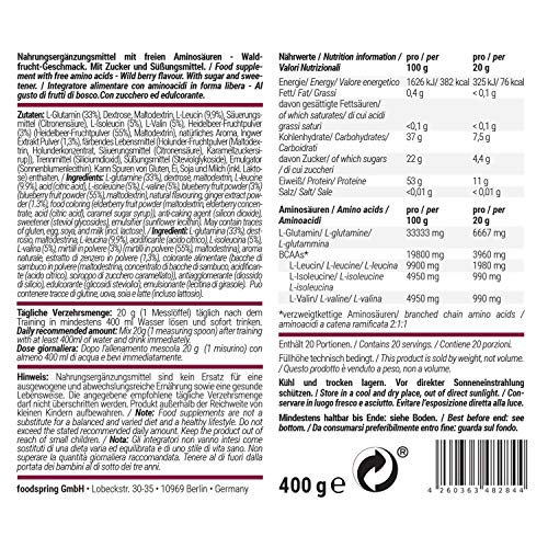 foodspring Recovery Aminos, Frutas del Bosque, La recuperación adecuada nunca había sido tan saludable, Fabricado en Alemania