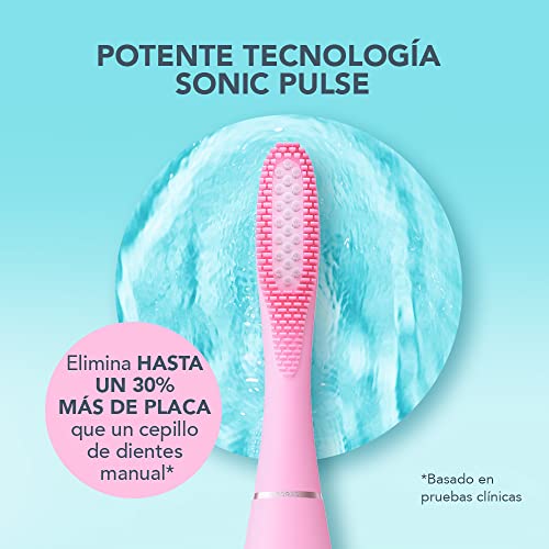 FOREO ISSA 3 Cepillo de dientes sónico, recargable y ultra higiénico con silicona y polímero PBT, cabezal remplazable cada 6 meses, 16 intensidades, 365 días de carga USB,Pink