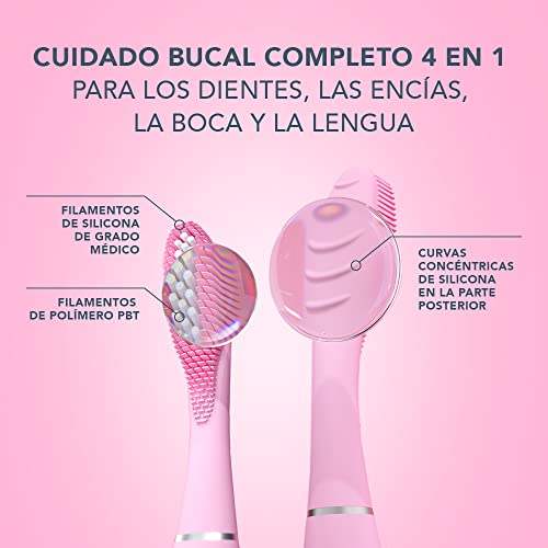 FOREO ISSA 3 Cepillo de dientes sónico, recargable y ultra higiénico con silicona y polímero PBT, cabezal remplazable cada 6 meses, 16 intensidades, 365 días de carga USB,Pink