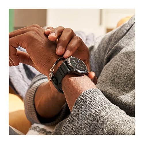 Fossil Connected Smartwatch Gen 5E para Hombre con Tecnología Wear OS de Google, Frecuencia Cardíaca, NFC y Notificaciones Smartwatch, Silicona Negro