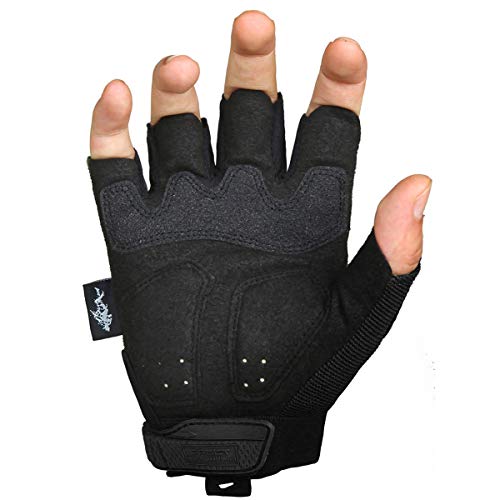 FREE SOLDIER Guantes de Moto para Hombre Verano Guantes Tácticos Militares Ideal para Motocross Ciclismo Airsoft Combate Alpinismo Guantes Medio Dedo Negro S