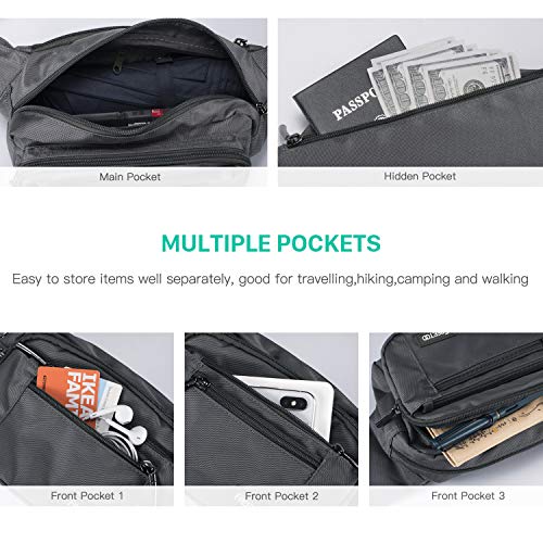 FREETOO Riñonera de Marcha Casual Bumbag Multifuncional con 5 Bolsillos con Cremallera para móvil para Viaje Senderismo y Actividades al Aire Libre para Mujeres y Hombres Ajustable