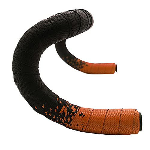 freneci 2 Rollos Cintas para Manillar de Bicicleta de Carretera, Cintas para Manillar de Bicicleta, Bandas para Manillar de Ciclismo, Correa de Amortiguadora - Naranja Negro