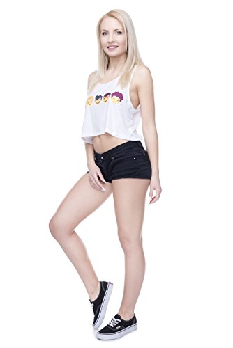 Fringoo - Camiseta estampada de tirantes para mujer blanco Emoji Band Talla única