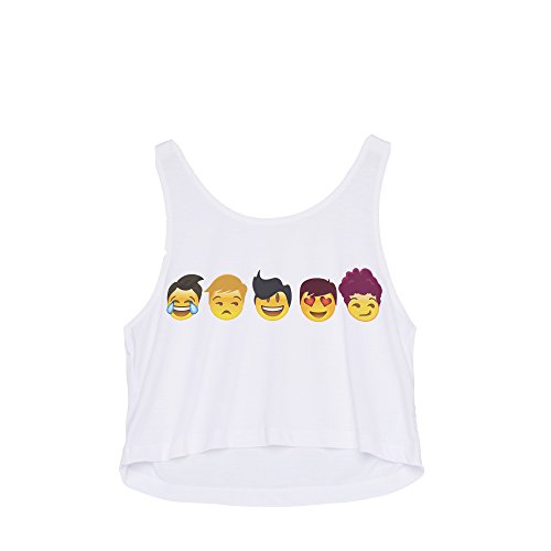 Fringoo - Camiseta estampada de tirantes para mujer blanco Emoji Band Talla única