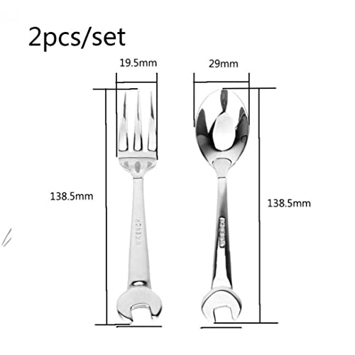 Froiny 2 Unids Cubiertos Cuchara Tenedor Llave Inglesa Forma Camping Tela Cocina Herramientas Cocina Acero Inoxidable