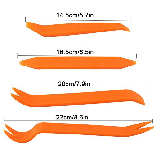 FULARR 4Pcs Profesional Coche Puerta Clip Panel Audio Montar Eliminación Herramientas Kit, Auto Interior Estéreo Radio Desmontaje Instalar Reparación Herramientas Set –– Naranja