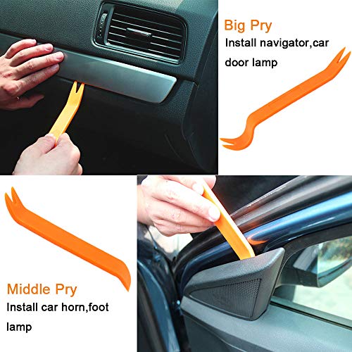 FULARR 4Pcs Profesional Coche Puerta Clip Panel Audio Montar Eliminación Herramientas Kit, Auto Interior Estéreo Radio Desmontaje Instalar Reparación Herramientas Set –– Naranja