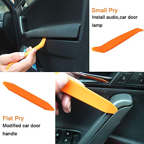 FULARR 4Pcs Profesional Coche Puerta Clip Panel Audio Montar Eliminación Herramientas Kit, Auto Interior Estéreo Radio Desmontaje Instalar Reparación Herramientas Set –– Naranja