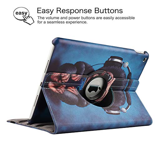 Funda Compatible con iPad 9/8/7 10,2" (2021/2020/2019 Modelo, 9.ª/8.ª/ 7.ª Generación), Rotación de 360 Grados Carcasa Auto-Reposo/Activación (Monkey)