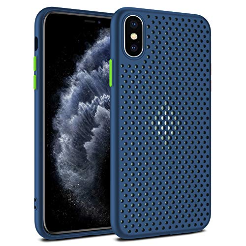 Funda Compatible con Silicone Case para iPhone X, Carcasa de Silicona Suave Antichoque Bumper Anti-Sobrecalentamiento Case para iPhone XS, Azul