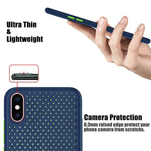 Funda Compatible con Silicone Case para iPhone X, Carcasa de Silicona Suave Antichoque Bumper Anti-Sobrecalentamiento Case para iPhone XS, Azul