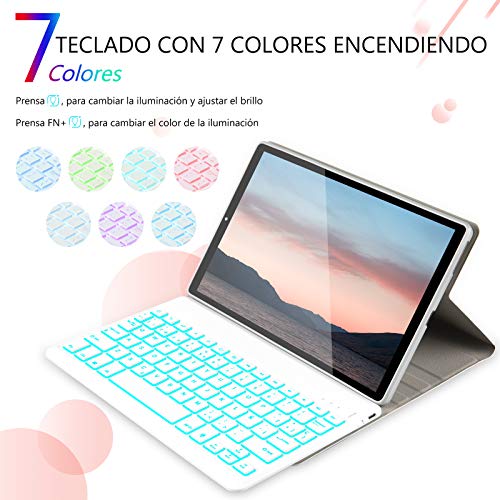 Funda con Teclado Español para Lenovo Tab M10 FHD Plus (2.a generación), Teclado Bluetooth Retroiluminado, Desmontable, Protectora Cover para Lenovo Tab M10 Plus 10.3(TB-X606F/ TB-X606X), Oro rosa