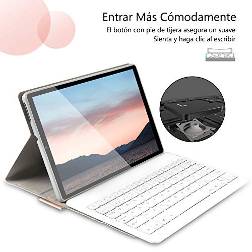 Funda con Teclado Español para Lenovo Tab M10 FHD Plus (2.a generación), Teclado Bluetooth Retroiluminado, Desmontable, Protectora Cover para Lenovo Tab M10 Plus 10.3(TB-X606F/ TB-X606X), Oro rosa