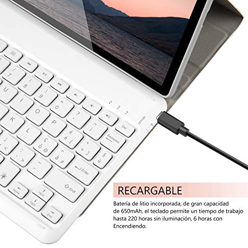 Funda con Teclado Español para Lenovo Tab M10 FHD Plus (2.a generación), Teclado Bluetooth Retroiluminado, Desmontable, Protectora Cover para Lenovo Tab M10 Plus 10.3(TB-X606F/ TB-X606X), Oro rosa