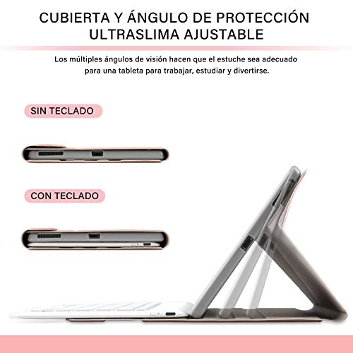 Funda con Teclado Español para Lenovo Tab M10 FHD Plus (2.a generación), Teclado Bluetooth Retroiluminado, Desmontable, Protectora Cover para Lenovo Tab M10 Plus 10.3(TB-X606F/ TB-X606X), Oro rosa