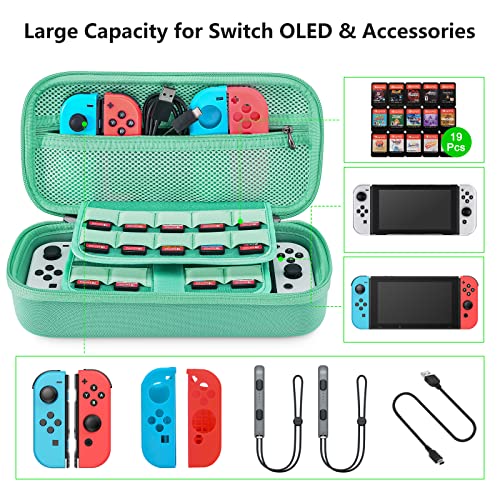 Funda para NS Switch/Switch OLED - Younik Versión Mejorada Viaje rígida Case con más Espacio de Almacenamiento para 19 Juegos, Oficial Adaptador de AC y Otros Accesorios NS Switch