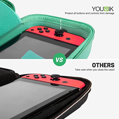 Funda para NS Switch/Switch OLED - Younik Versión Mejorada Viaje rígida Case con más Espacio de Almacenamiento para 19 Juegos, Oficial Adaptador de AC y Otros Accesorios NS Switch