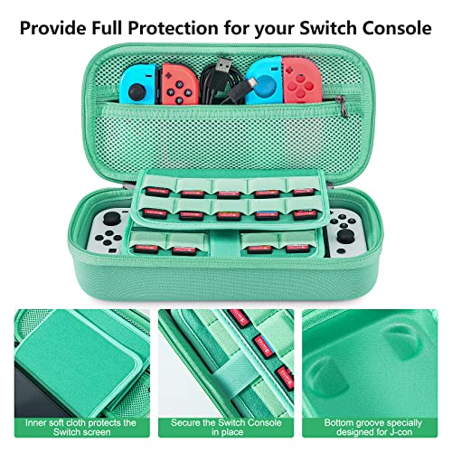 Funda para NS Switch/Switch OLED - Younik Versión Mejorada Viaje rígida Case con más Espacio de Almacenamiento para 19 Juegos, Oficial Adaptador de AC y Otros Accesorios NS Switch