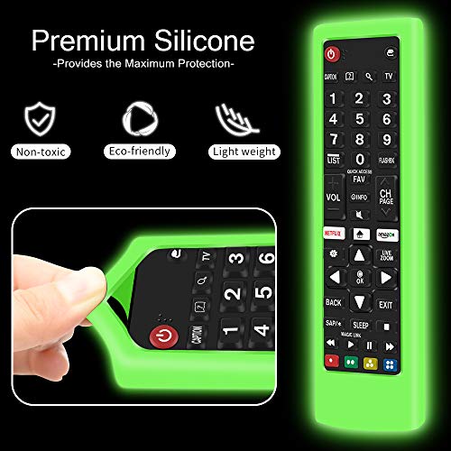 Funda Protectora de Silicona Compatible con Mando LG Control AKB75095308 AKB74915324 AKB75095307 AKB73715601 Antideslizante Carcasas Protección Funda para LG Remote - Glow Green