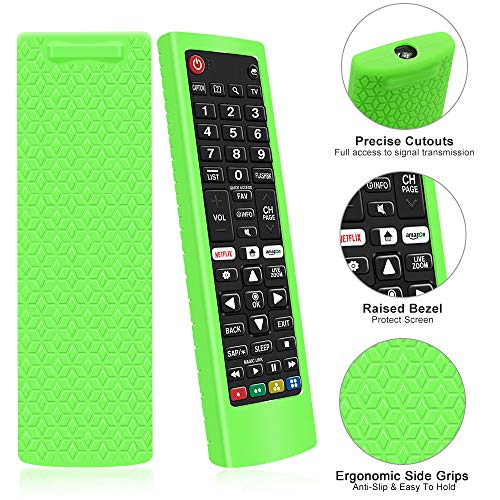 Funda Protectora de Silicona Compatible con Mando LG Control AKB75095308 AKB74915324 AKB75095307 AKB73715601 Antideslizante Carcasas Protección Funda para LG Remote - Glow Green