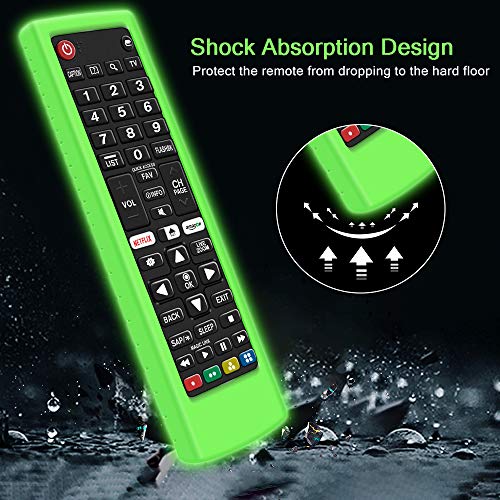 Funda Protectora de Silicona Compatible con Mando LG Control AKB75095308 AKB74915324 AKB75095307 AKB73715601 Antideslizante Carcasas Protección Funda para LG Remote - Glow Green