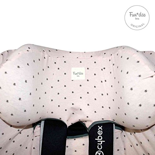 Fundas BCN ® - F132/4597 - Funda de Algodón para Silla de Coche Cybex ® Sirona ® M2 I-Size, Sirona ® S I-Size y GB Vaya ® I-Size - Estampado Little Fun Peach