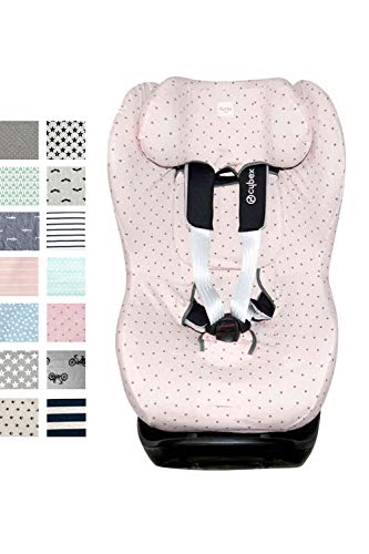 Fundas BCN ® - F132/4597 - Funda de Algodón para Silla de Coche Cybex ® Sirona ® M2 I-Size, Sirona ® S I-Size y GB Vaya ® I-Size - Estampado Little Fun Peach