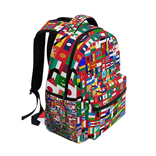 Funnyy - Mochila de Viaje con Bandera del Mundo político, Mochila de Viaje para la Escuela, Bolsa de Libro, Mochila para niños, niñas, niños, Hombres y Mujeres
