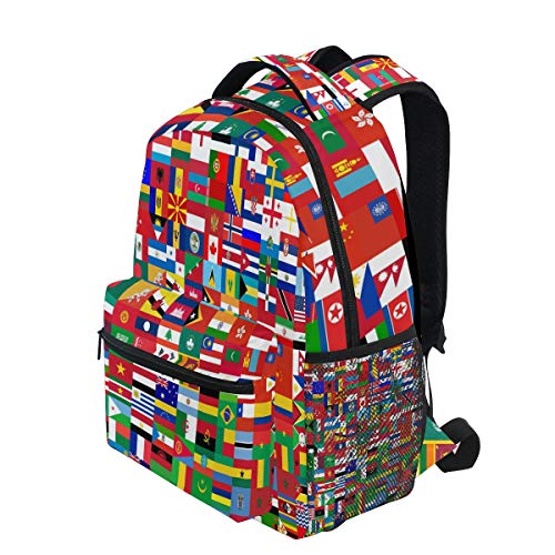 Funnyy - Mochila de Viaje con Bandera del Mundo político, Mochila de Viaje para la Escuela, Bolsa de Libro, Mochila para niños, niñas, niños, Hombres y Mujeres