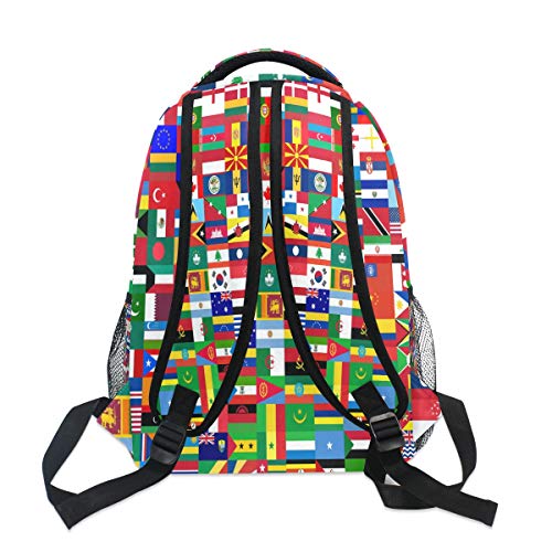 Funnyy - Mochila de Viaje con Bandera del Mundo político, Mochila de Viaje para la Escuela, Bolsa de Libro, Mochila para niños, niñas, niños, Hombres y Mujeres