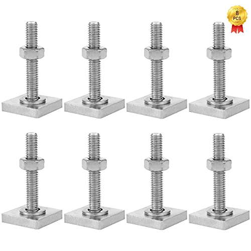 Futongda 8Pcs Adaptador T Track Tornillo M6 Tornillo para Ranura en T con 8Pcs Tuercas, M6 x 35 mm Adaptador de Ranura en T con 20*20mm Cabeza Cuadrada, para Portabicicletas (M6)