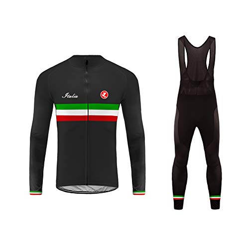 Future Sports Bike Wear Designs Maillots de Bicicleta Maillots de Bicicleta Traje de Invierno Hombres Ropa de Ciclo Jersey de Manga Larga + Pantalones Bib Acolchados Cómodo Respirable Secado