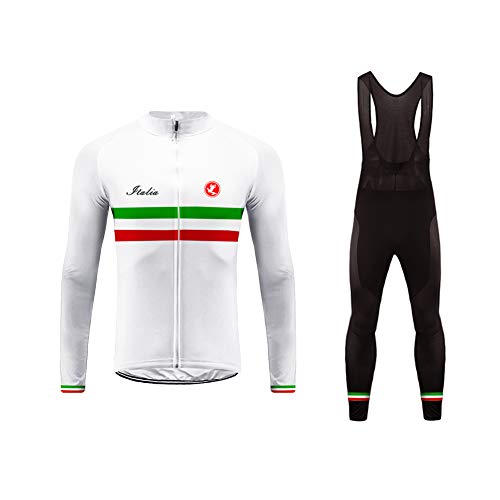 Future Sports Bike Wear Designs Maillots de Bicicleta Maillots de Bicicleta Traje de Invierno Hombres Ropa de Ciclo Jersey de Manga Larga + Pantalones Bib Acolchados Cómodo Respirable Secado