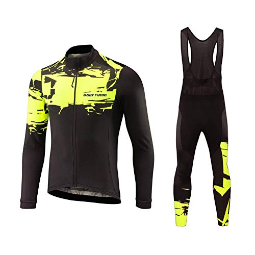 Future Sports Bike Wear Designs para Hombre de Manga Larga Traje Ciclismo Hombre Invierno de Bicicleta Carretera Biking Ropa de Montar Sportswear Jacket Camisa+Long Bib Pants Sets-Dos Piezas